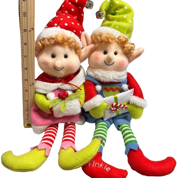 Adorable set of Christmas Boy & girl Elf Shelf Sitters with jingle bells 2011 - Picture 3 of 11
